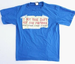 Boys Funny Shirt Boys Size Large Blue - Picture 1 of 10