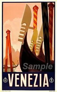 VINTAGE 1920's VENICE ITALY TRAVEL A4 POSTER PRINT - Picture 1 of 1