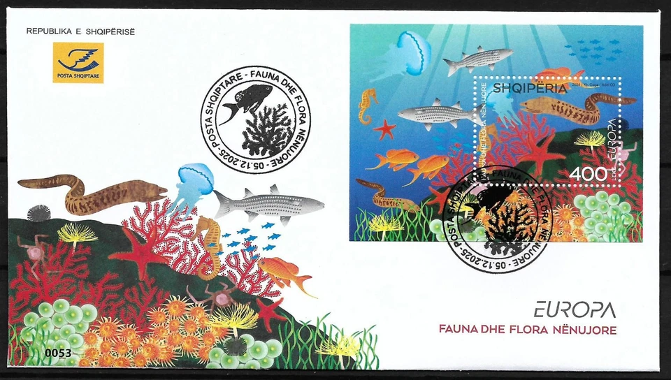 ALBANIA 2024 - "Europe - Underwater Fauna & Flora" - FDC Block - Image 1 of 1