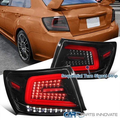 Pearl Black Tail Lights Fits 2008-2014 Subaru Impreza WRX STI LED Sequential Bar - Image 1 of 4