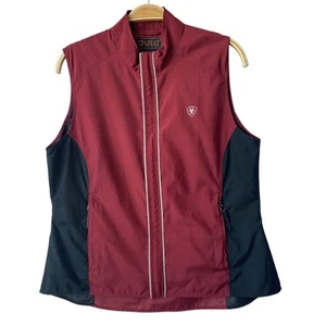 Ariat Soft Shell Vest Women Size M Red Black Colorblock Outdoor Adjustable Waist - Picture 1 of 10