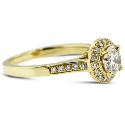 3.61 CT G-SI1 Round Cut Natural Certified Diamonds 18k Gold Halo Side-Stone Ring - Image 1 of 4