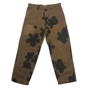 Pantalone doppio ginocchio Stussy Japan Work Gear tinta floreale taglia 33 marrone - Foto 1 di 5