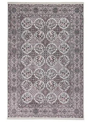 Alfombra estilo turco 5x8 - Borgoña y crema floral para sala de estar Foto 1 de 4