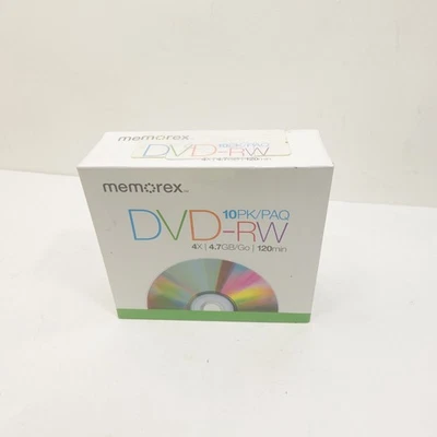 Memorex 10 PK/PAQ DVD+RW 4X 4.7 GB 120 min in Slim Clear Case - Image 1 of 3