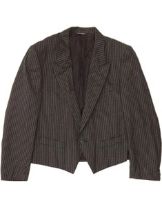 REPORTER Mens 1 Button Blazer Jacket IT 50 Large Grey Striped Wool AD04 - Picture 1 of 3