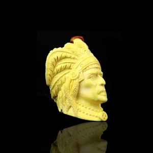 Indian Chief Pipe By Erdogan Ege Block Meerschaum Handmade NEW Custom Case#1303 - Picture 1 of 14