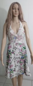 Charlotte Russe Floral Multicolor Babydoll Halter Dress Elastic Back Sz.3 Vd.5 - Picture 1 of 5