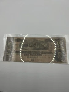 $10 1864 Richmond Virginia VA Confederate Currency Bank Note Bill - Picture 1 of 2
