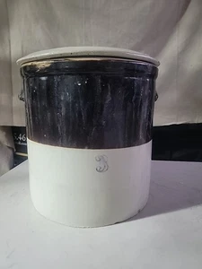 Stoneware Crock 3 Gallon With Lid And Handles Large Vintage Americana  - Picture 1 of 10