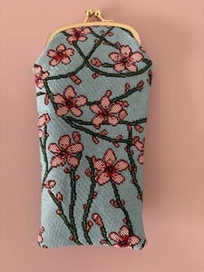 V&A Design Almond Blossom And Swallow Blue Glasses Pouch Case With Metal Clasp - Picture 1 of 4