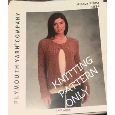 NWT Sue Hilger Plymouth Yarn Design 1834 Lace Jacket Sweater Knitting Pattern - Image 1 of 2