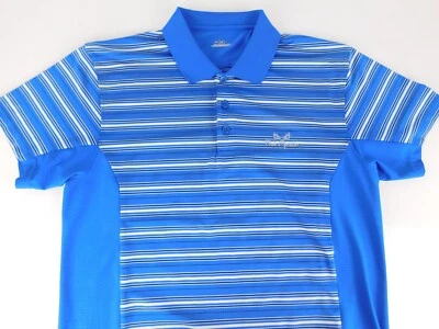 Under Armour Mens Short Sleeve Blue Striped Blue Monster Polo Golf Shirt Large - Image 1 of 4