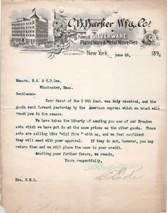 1896 CB Barker, Silverware, Silverplate, New York NY letterhead, order - Picture 1 of 3