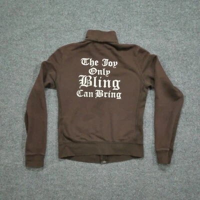 Vintage Juicy Couture Jacket Womens Large Brown Full Zip Rhinestone Bling Y2K - Image 1 of 4