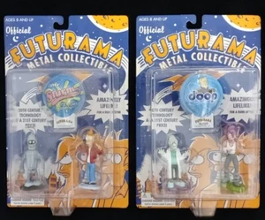 Futurama Metal Collectibles - Fry and Bender & Leela and The Professor *NIB* - Picture 1 of 5