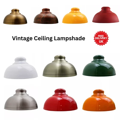 Vintage Curvy Metal Lampshade – Easy Fit Pendant Ceiling Light Shade Retro Style - Image 1 of 4