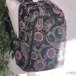 VERA BRADLEY size XL Lighten Up Banana Swirl paisley College Campus backpack - Picture 1 of 16