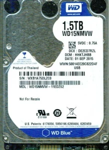 WD15NMVW-11EDZS2, HHKTJHBB WESTERN DIGITAL 1.5TB, USB 3.0 WXB1 SEP 2015 - Picture 1 of 1