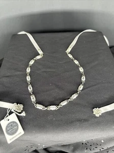Haute Bride bridal Headband Swarovski Crystals Silver With Ribbons NWT - Picture 1 of 7