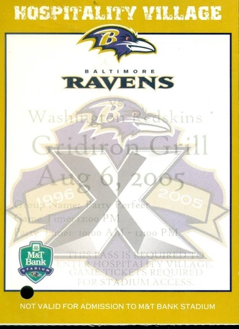 2005 Baltimore Ravens Football Scrimmage Ticket & Hospitality Village Ticket Cover