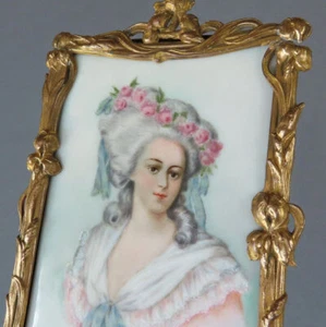 Antique FRENCH Porcelain PORTRAIT Painting Princess LAMBALLE * GILT Bronze Frame - Picture 1 of 8