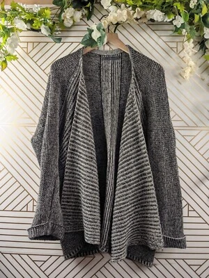 Velvet Knit Sweater Cardigan Gray Long Sleeve Cashmere Blend Women's Medium READ - Image 1 of 4