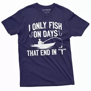 Para hombre Divertida Camisa de Pesca I only Fish Humor Camiseta Pescador Naturaleza Campamento - Imagen 1 de 8