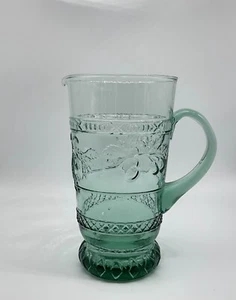 Mikasa Garden Harvest Pitcher glass Green Intaglio large fruit embossed 9” - Picture 1 of 7