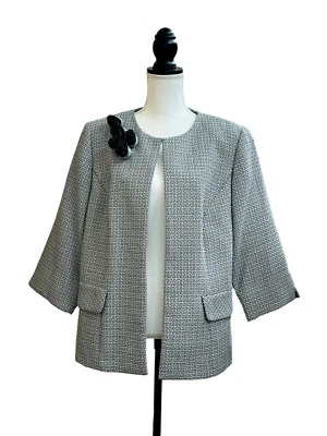 Perceptions Women's Plus Size Herringbone Weave Print Blazer Jacket 16W - Image 1 of 4