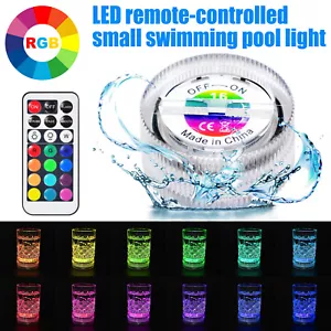 1-10 X Mini Submersible Led Lights With Remote Underwater RGB Pool Tea Light UK - Picture 1 of 31