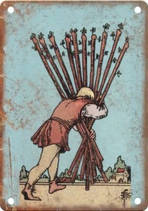 Minor Arcana Ten of Wands 12" x 9" Reproduction Metal Sign MA36 - Picture 1 of 1