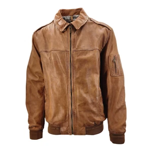 Massimo Dutti Bomberjacke Herren Vintage hellbraun Leder - Bild 1 von 11