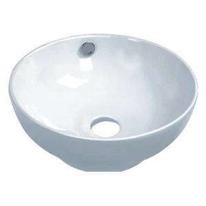 Rok Round Bowl Shaped Bathroom Vessel Sink, 16-1/2" Diameter, White Porcelain - Picture 1 of 1