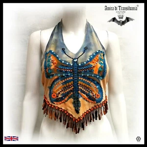 woman clothing summer top t-shirt luxury haute couture ethnic butterfly fringes1 - Picture 1 of 12