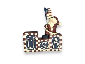 Old Country Gift Collection Christmas Santa On USA Patriotic Flag Figurine - Picture 1 of 13