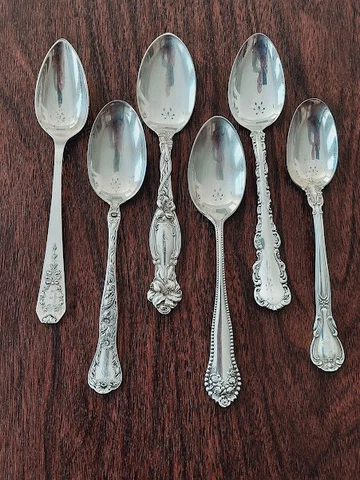 Six Sterling Silver Ornate Spoons Cover