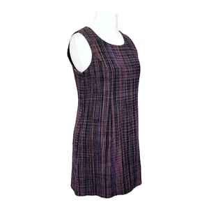 NOMADS Purple Dress Size 14 Tweed Short Lined 100% Fair-Trade Cotton Zip - Picture 1 of 18