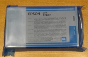 GENUINE EPSON T6022 ORIGINAL Cyan ink cartridge dated 2017 - new but damaged box - Picture 1 of 2
