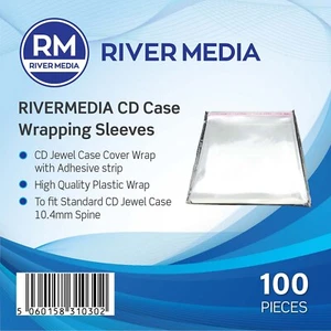 100 RiverMedia Wrap Sleeve for standard CD Jewel case 10.4mm Resealable Flap - Afbeelding 1 van 1