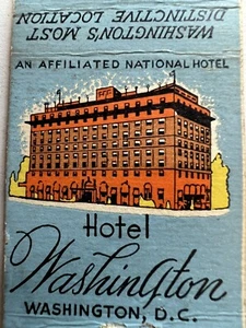 Hotel Washington Matchbook Cover Washington D.C. DC George Washington - Picture 1 of 3