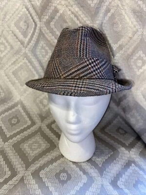 Excelente! Sombrero Stetson Fedora 7 1/8 Gris Lana Tweed Cuadros Vintage Hombres Ropa de Hombre Foto 1 de 4