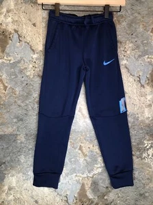 Vintage 90s Nike Spellout Dri fit Swoosh Blue Sweatpants Kids Boys 6-7 Years VTG - Picture 1 of 6