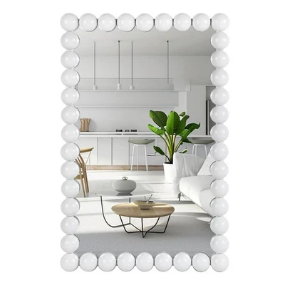 Decorative Beaded Wall Mirror – Modern Rectangular Accent Mirror, 20″x30″, fo... - Image 1 of 4