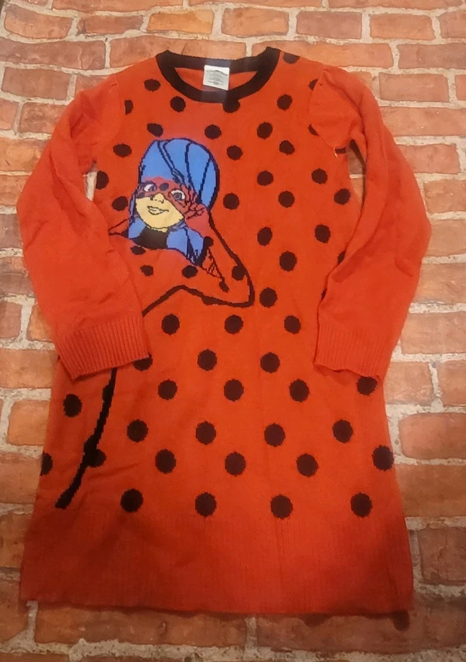 Vestido Suéter Milagroso Ladybug Rojo Niñas Suave 6/6x Cat Noir Superhéroe Nuevo Zag Foto 1 de 1