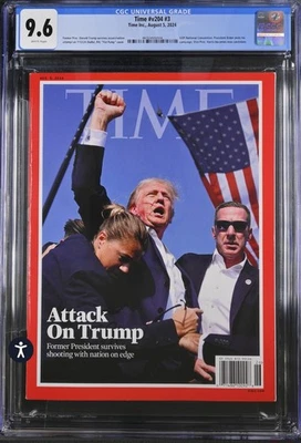 Time Magazine Attack On Trump Vol 204 #3 August 5, 2024 CGC 9.6 Fist Pump - Image 1 of 2