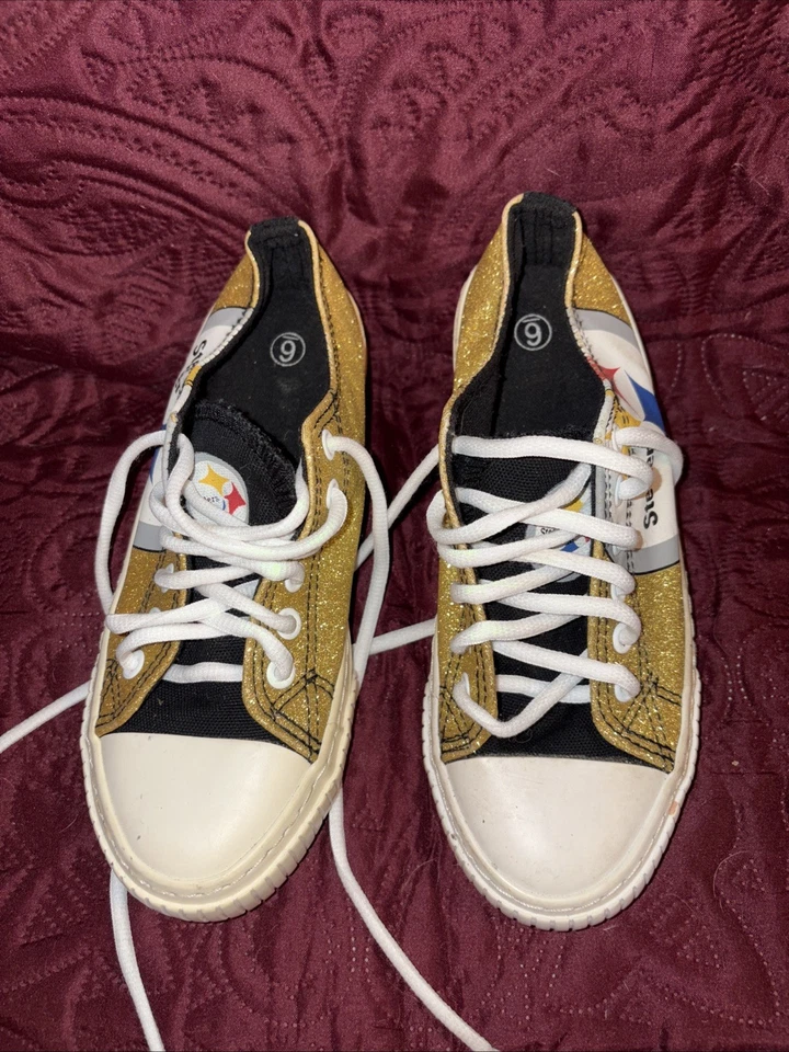Pittsburgh Steelers Zapatos Para Mujer Talla 6 NFL Fútbol Brillo Fan FOCO Parte Superior Baja Foto 1 de 4