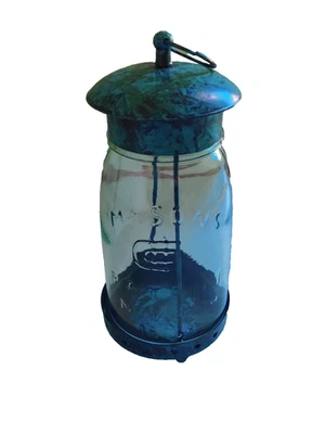 Tarro de albañil Colonial Tin Works tarro verde 9,5 X 4 pulgadas Cottagecore Foto 1 de 4