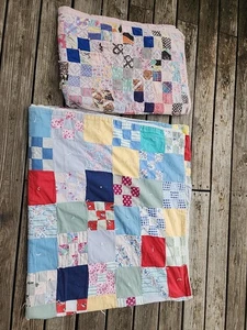 2 - Old Vintage Quilts For Repair- 53" X 39" & 74" X 65" - Picture 1 of 15
