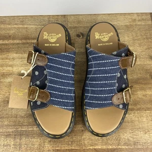 Dr Martens NWT Unisex Mie Dayne Indigo Blue Denim Slipon Sliders England UK 8 - Picture 1 of 9
